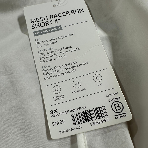 Athleta Women's Mesh Racer Run Short Bright White Women's Size 3X NWT STAIN - Picture 13 of 14